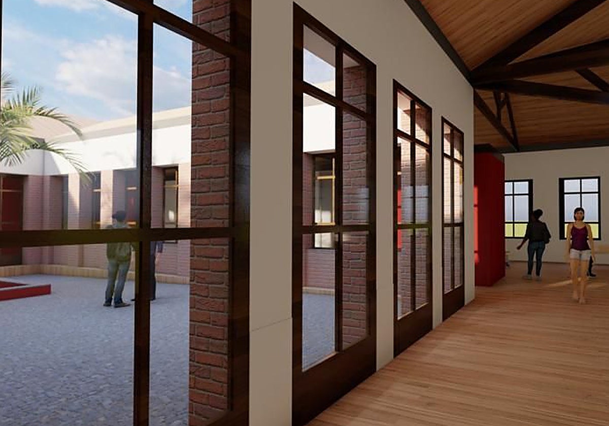 Recreación de cómo quedará una de las estancias de las Escuelas Graduadas tras la rehabilitación.
