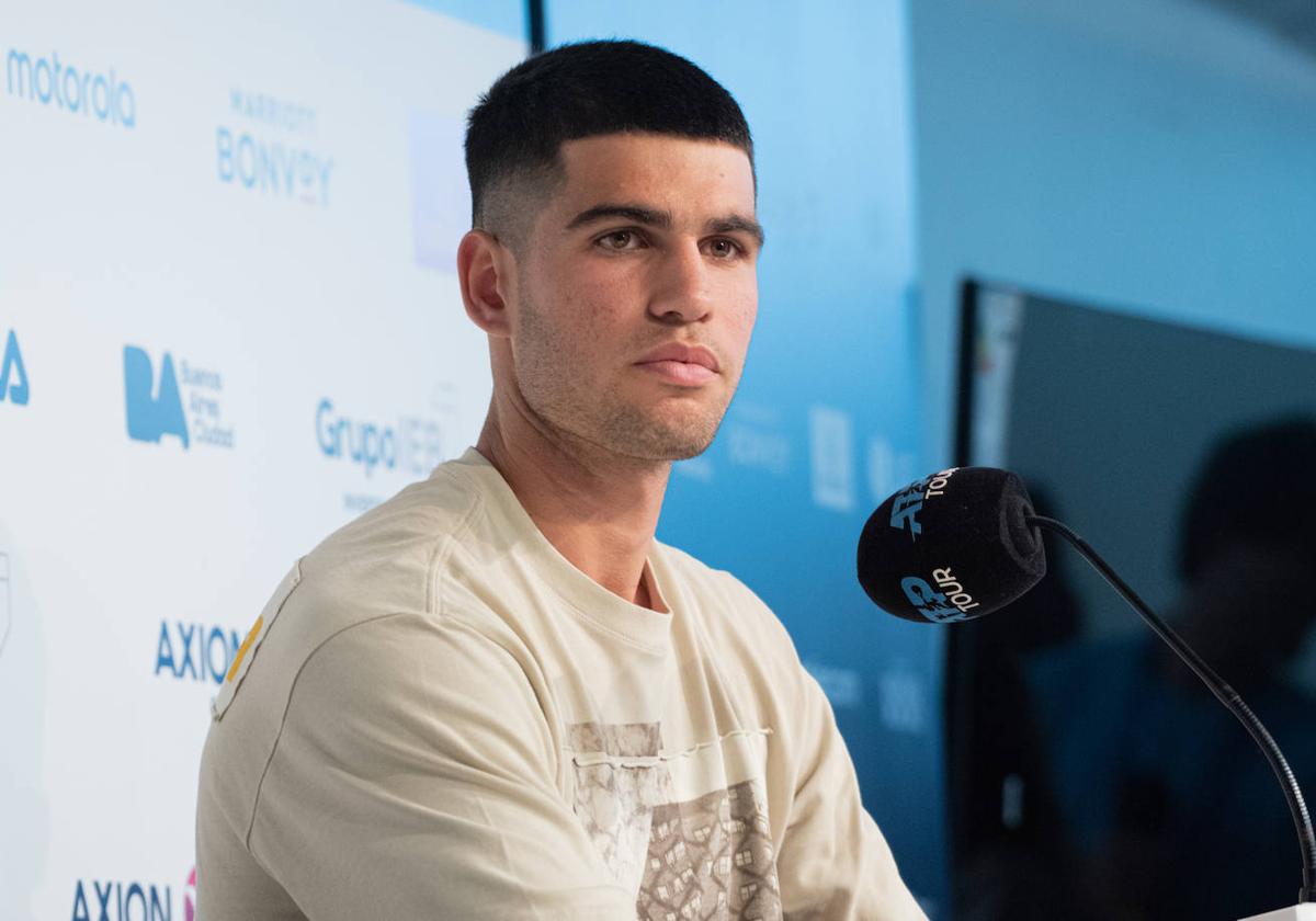 Carlos Alcaraz, en una rueda de prensa previa al inicio del ATP 250 de Buenos Aires.