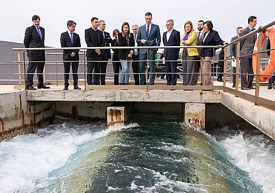 Pedro Sánchez, en su visita a la desaladora de Torrevieja, este miércoles.
