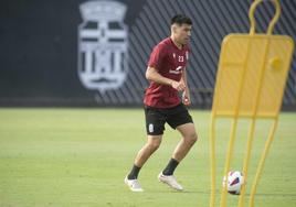 El chileno Tomás Alarcón, durante un entrenamiento en La Manga Club.