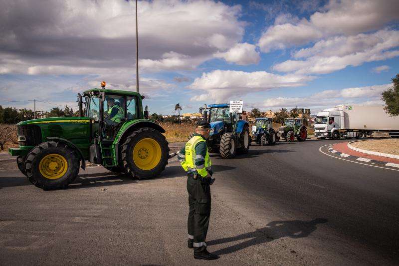 La tractorada de los organizaciones agrarias por la Vega Baja no logra cortar la A-7