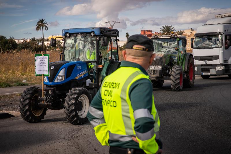 La tractorada de los organizaciones agrarias por la Vega Baja no logra cortar la A-7