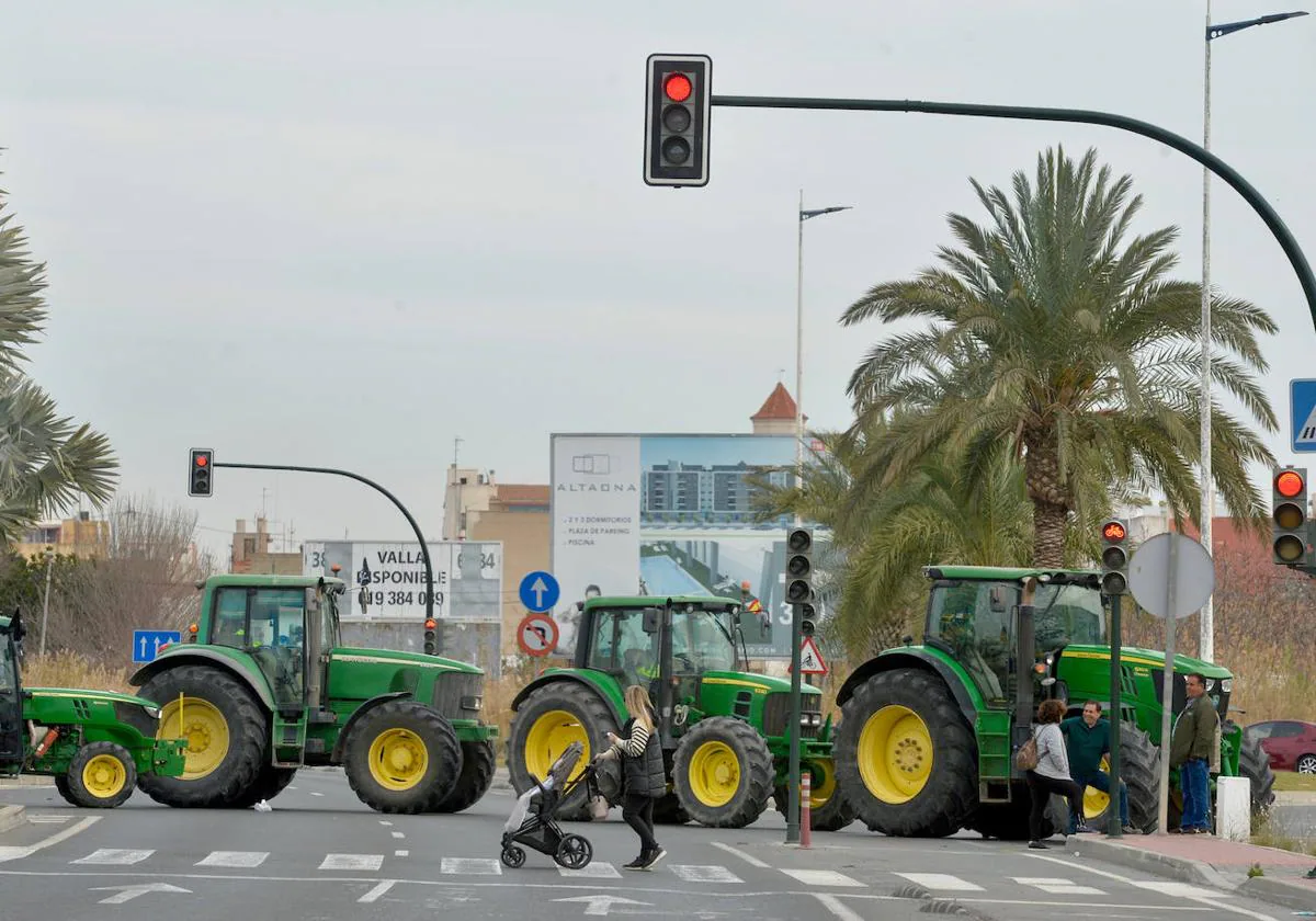 Protesta de tractores en Murcia, en una foto de archivo.