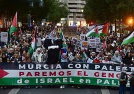 Manifestación por Palestina en Murcia, en una foto de archivo.