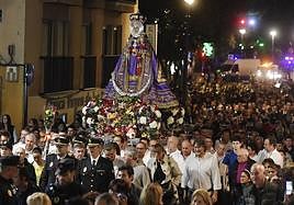 La Virgen de la Fuensanta, este jueves, en romería.