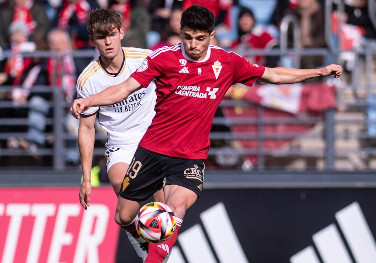 Juanmi Carrión, en el partido contra el Real Madrid Castilla.