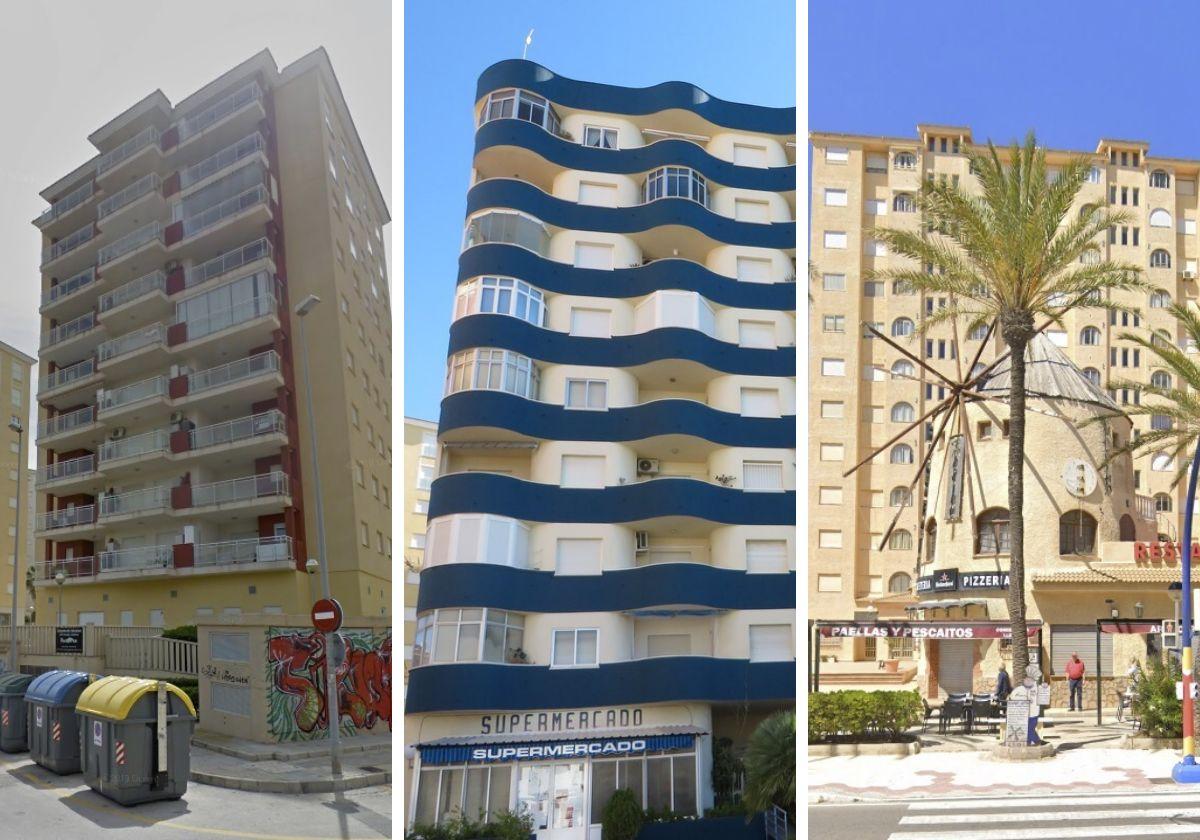 Edificios de La Manga en los que se ubican parte de los inmuebles que salen a subasta.