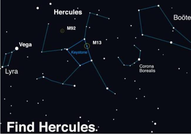 Una imagen de cómo encontrar Hércules y Corona Borealis.