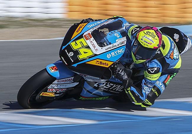 Fermín Aldeguer, en los entrenamientos de Moto2 de la semana pasada en el circuito de Jerez.