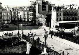 Panorámirca del Puente de los Peligros antes de que se abriera la Gran Vía de Murcia en los años 50.