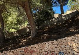 Un muro del Parque Torres, con pintadas.