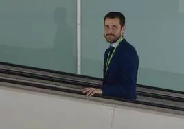 Carlos San Martín, en las escaleras mecánicas del Aeropuerto Internacional de la Región.