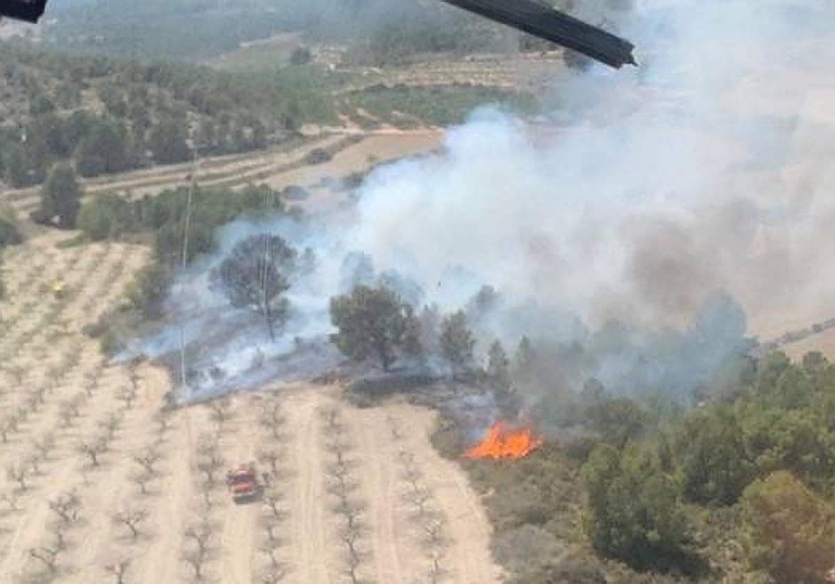 Fotografía aérea de la zona afectada por el fuego.