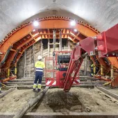 Obras de construcción del túnel de Viator, cerca de Almería.