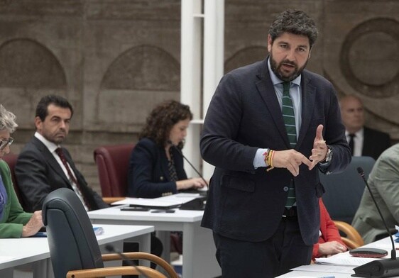 López Miras, este miércoles, en la Asamblea Regional.