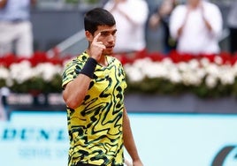 Carlos Alcaraz, en un partido en el Mutua Madrid Open del año pasado.