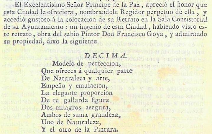 Francisco Meseguer dedicó el folleto 'La lealtad murciana' a la visita de Godoy, y describió la presentación del cuadro.