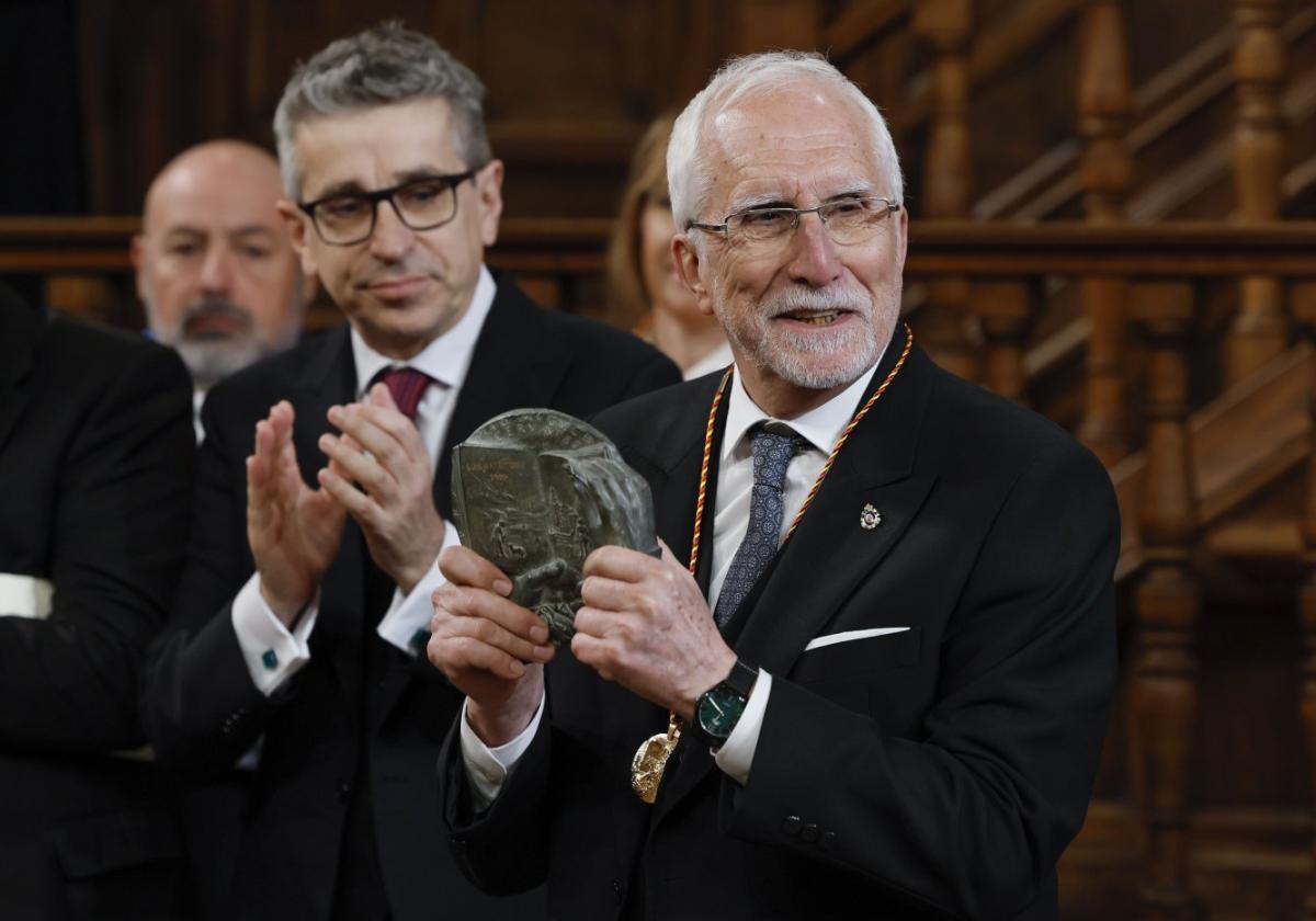 Luis Mateo Díez, en la ceremonia del Cervantes.