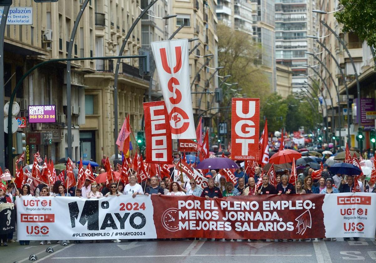 Manifestación del 1 de Mayo del 2024 en Murcia, en imágenes