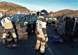 Accidente en la A-7 a su paso por Santomera.