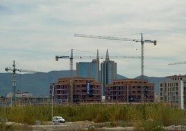 Edificios en construcción ubicados en la pedanía de Zarandona, una de las zonas de mayor expansión de la ciudad de Murcia.