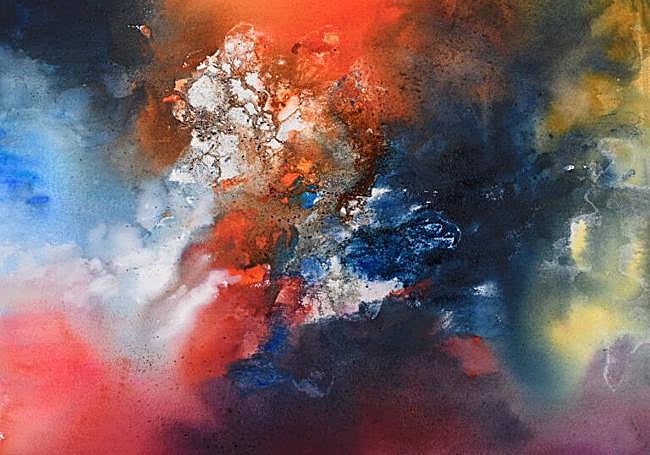 'Otoño III'. Fragmento de la acuarela marcada por «la explosión de color de la estación», según la pintora.