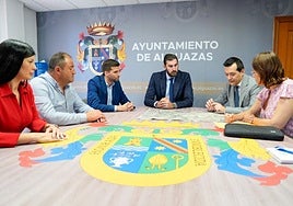 Antelo y Pancorbo, con el alcalde de Alguazas y otros técnicos.