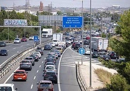 Retenciones en el nudo de Espinardo, en una imagen de archivo.