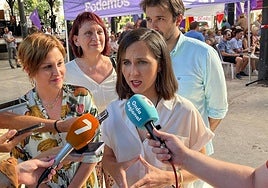 La secretaria general de Podemos, Ione Belarra, este miércoles, en Murcia.