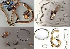 Algunas de las joyas recuperadas por los agentes.