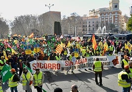 Protesta en Madrid organizada por Coag, Asaja y UPA, el pasado mes de febrero, con presencia de mil agricultores murcianos.