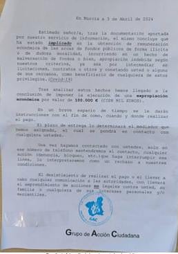 Imagen - Carta enviada a la víctima.
