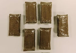 Hachís incautado por la Policía Local de Lorca.