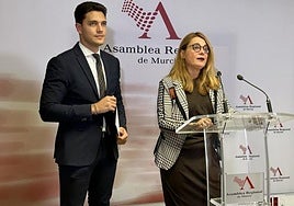 Juan Andrés Torres y Virginia Lopo, en una rueda de prensa en la Asamblea.