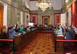Votación del avance del Plan General de Ordenación Urbana, en el Pleno de este jueves.