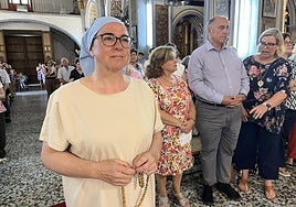Charo, que como ermitaña se llamará Paula, el domingo durante su ceremonia de consagración en Abarán.