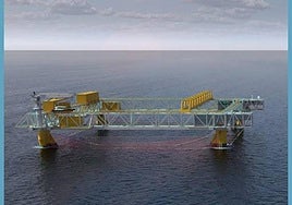 Recreación de lo que sería una de las plataformas de la granja de cría de peces.