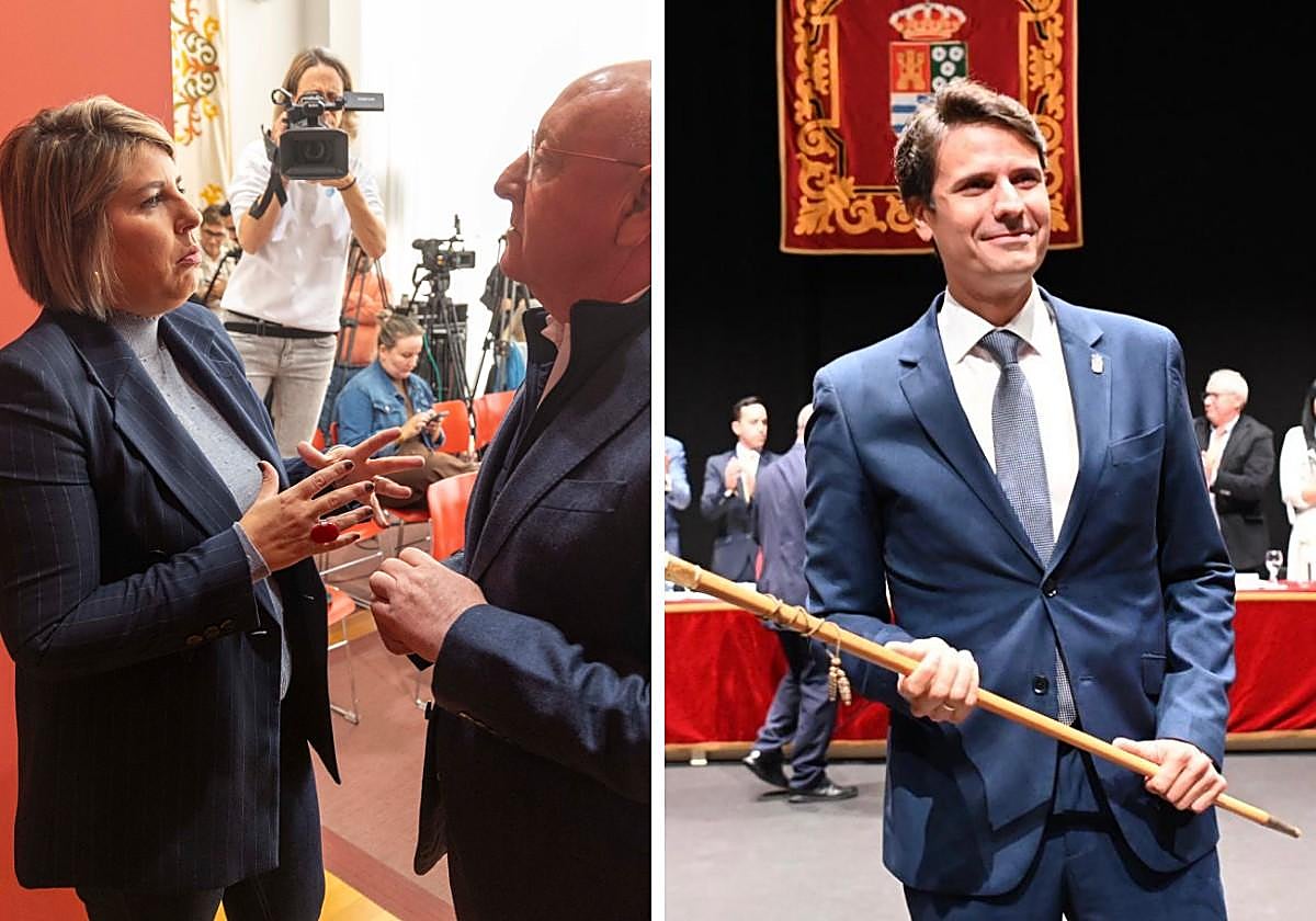 Noelia Arroyo y Diego Salinas, en un acto en Cartagena. Remedios Lajara (PP) y Vicente Quiles (Vox), de Yecla.