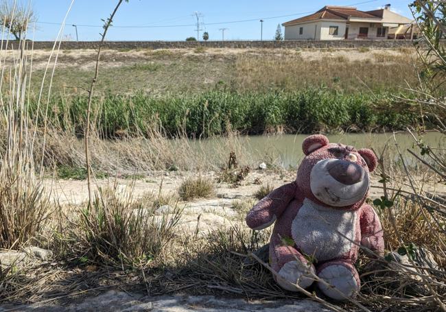 Peluche abandonado junto al río, a la altura de Beniel.