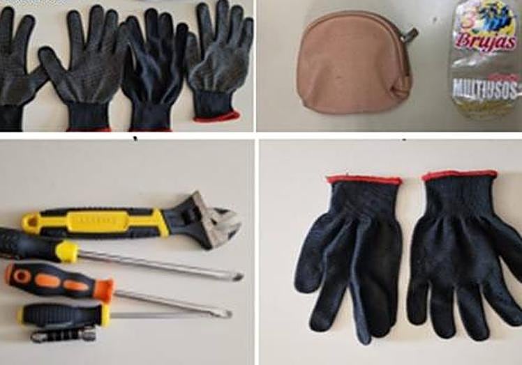 Objetos presuntamente utilizados para asaltar las viviendas.