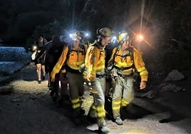 El dispositivo de rescate, durante la evacuación.