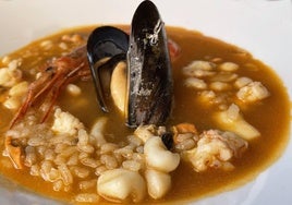 Arroz caldoso de marisco.