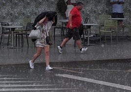 Lluvia en Murcia, la semana pasada, durante la DANA.
