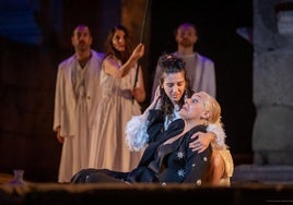 Una escena de 'Tiresias' en su representación en el Teatro Romano de Mérida.