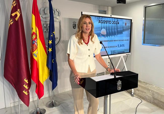 La consejera de Empresa, Empleo y Economía Social, Marisa López, en rueda de prensa.