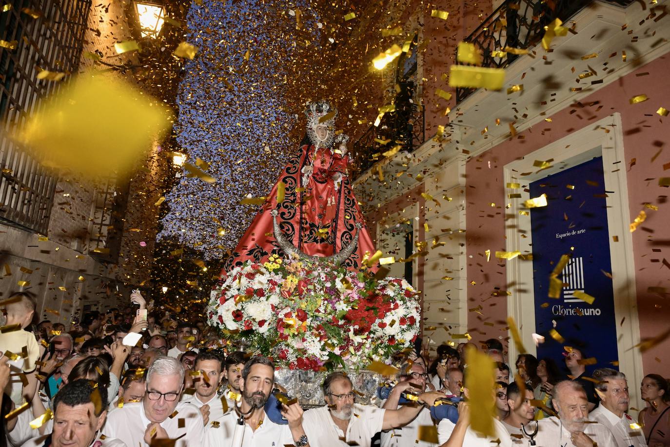 La bajada de la Virgen de la Fuensanta a la Catedral de Murcia, en imágenes