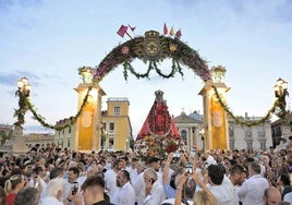 La Virgen de la Fuensanta, este jueves 5 de septiembre, en el barrio del Carmen de Murcia.