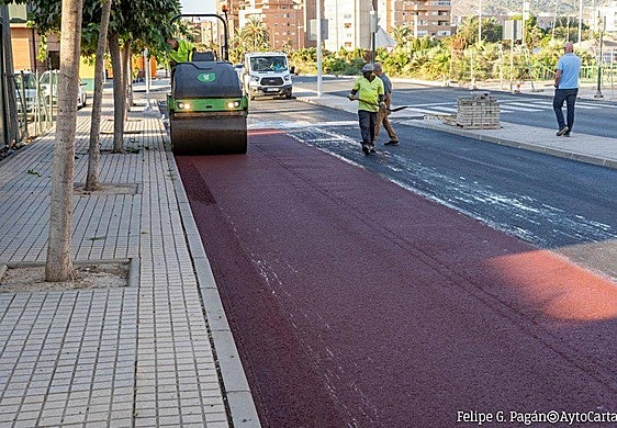 Obras del carril bici entre Severo Ochoa y Barrio Peral.