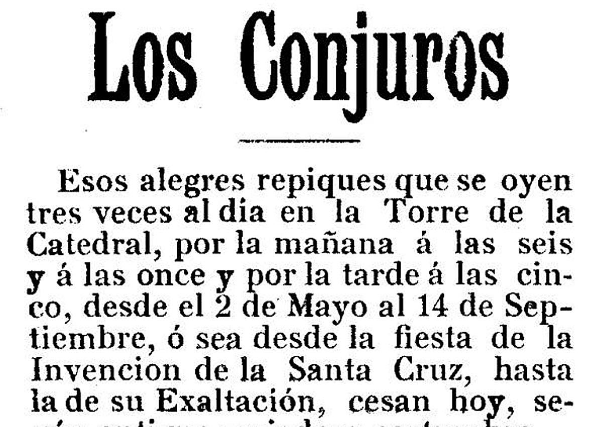 Imagen secundaria 1 - 1. Costumbre. Un 14 de septiembre de 1914 contaba así el 'Diario de Murcia' el final de los conjuros. 2. Michirones. 'El Liberal' daba cuenta en 1914 del inicio de nuestros conjuros.