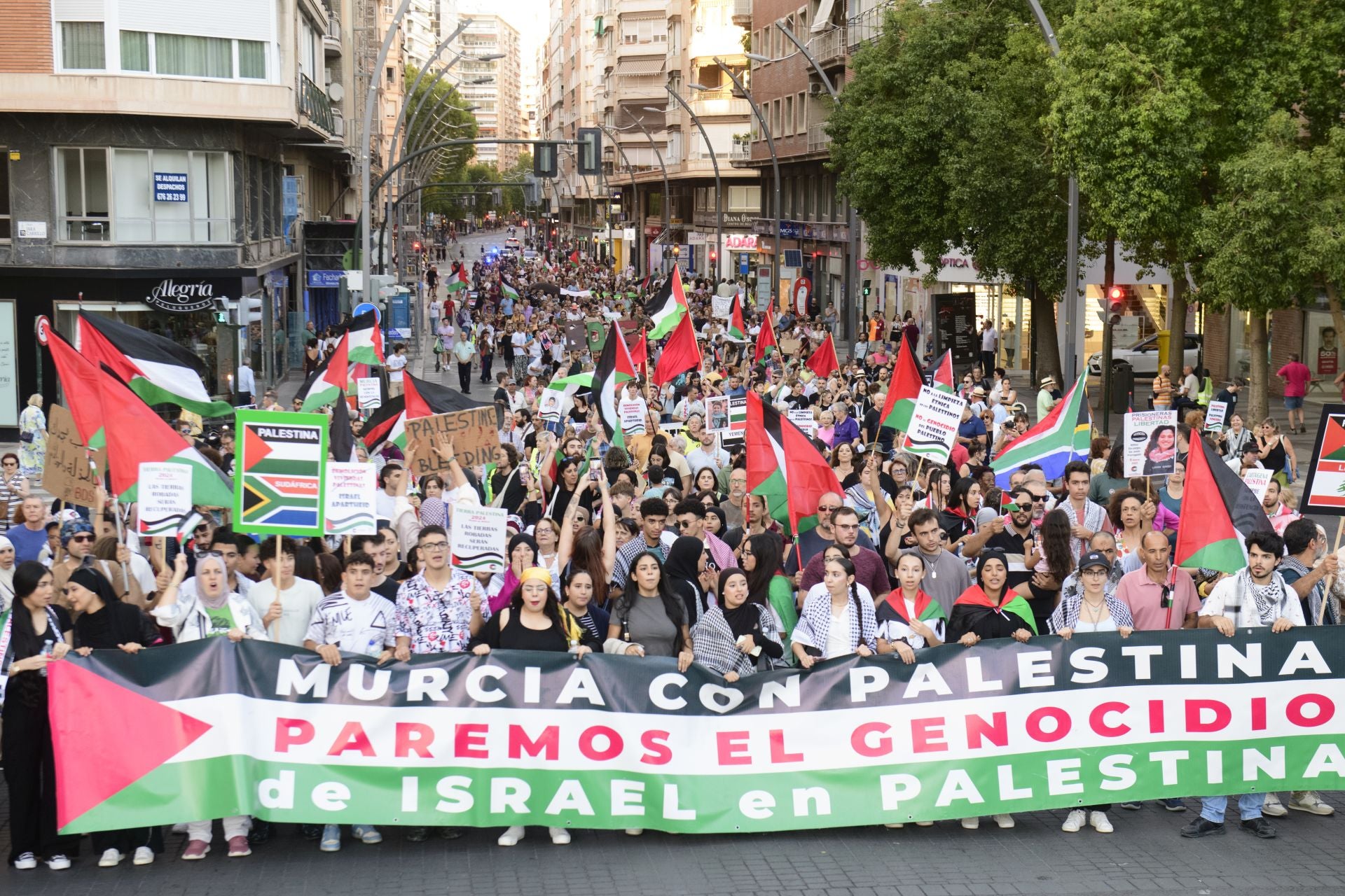 La marcha de apoyo al pueblo palestino en Murcia, en imágenes